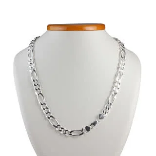 9.8mm Wide Men's Solid Sterling Silver Figaro Chain