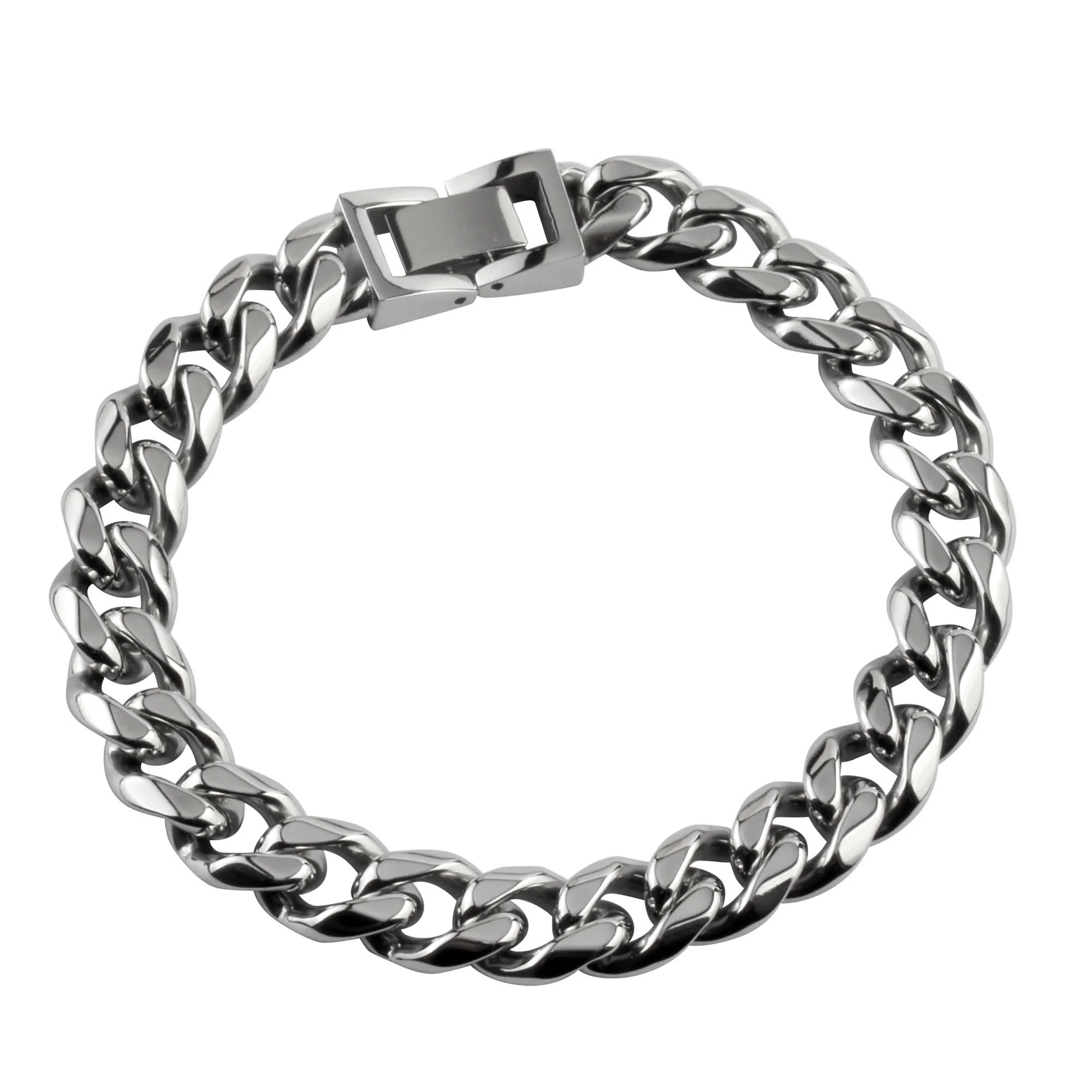Men's Stainless Steel 10mm Wide Curb Bracelet