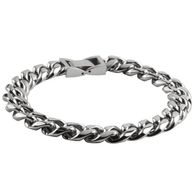 Men's Stainless Steel 10mm Wide Curb Bracelet