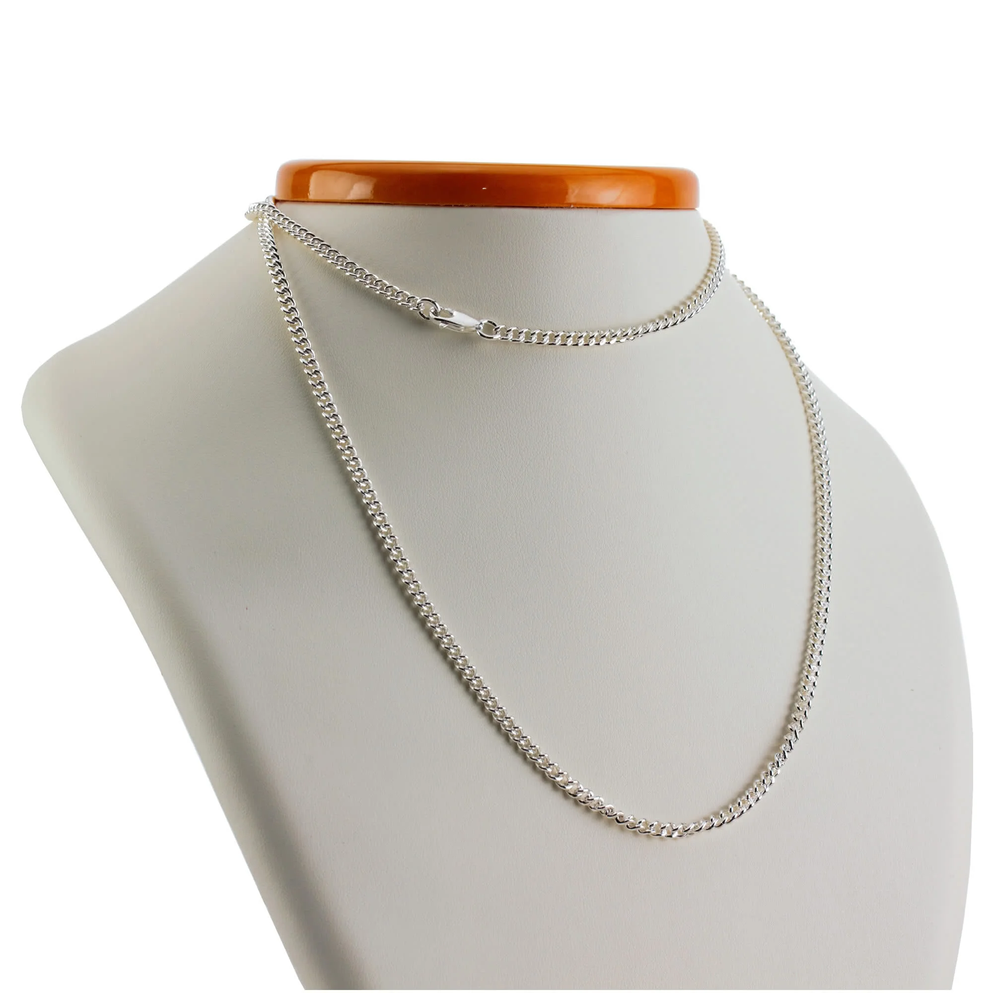 3.5mm Wide Solid Sterling Silver Rounded Curb Chain