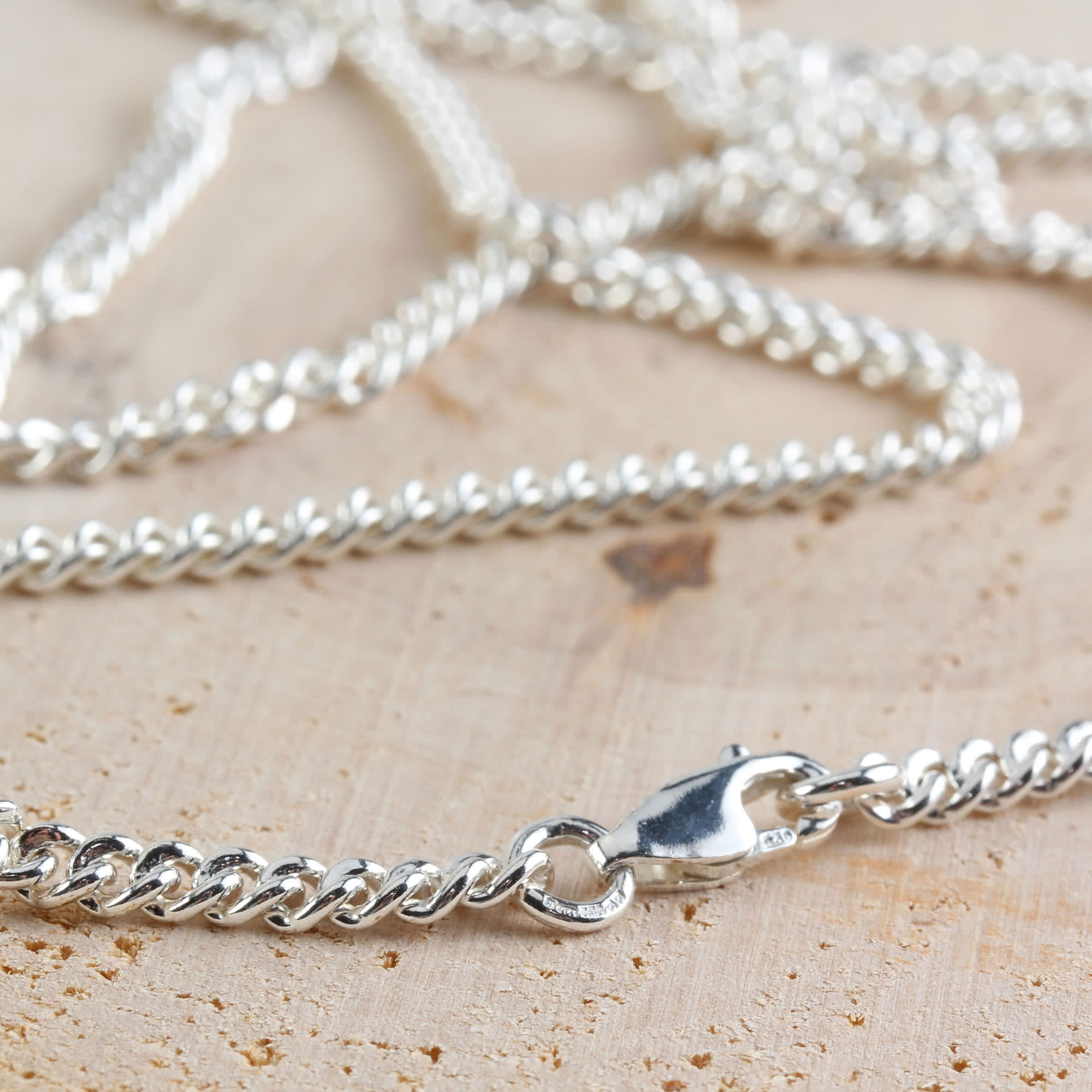 Solid Sterling Silver Rounded Curb Chain