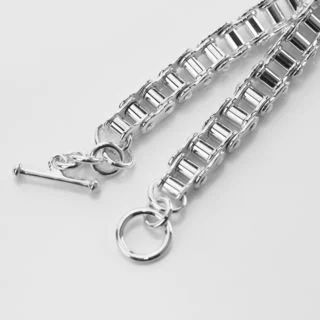 Mens Solid Sterling Silver Bike Chain Bracelet