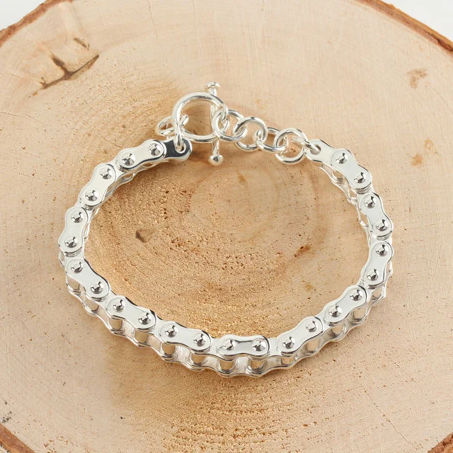 Sterling Silver Bike Chain Bracelet For Men