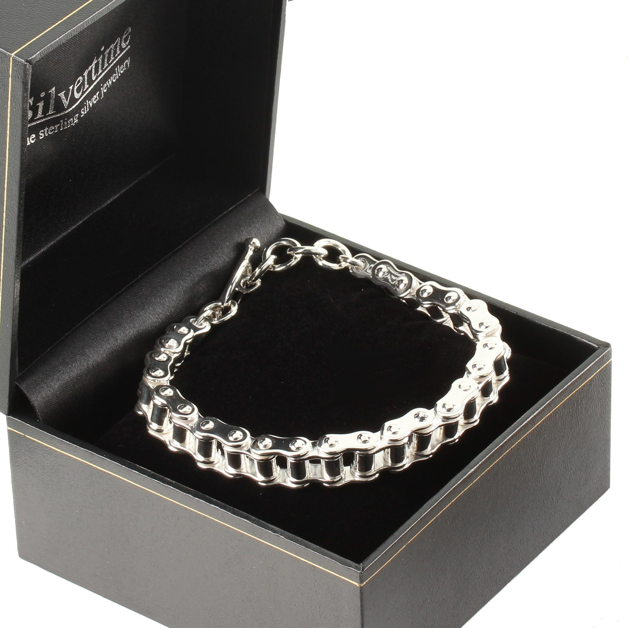 Solid Sterling Silver Bike Chain Bracelet