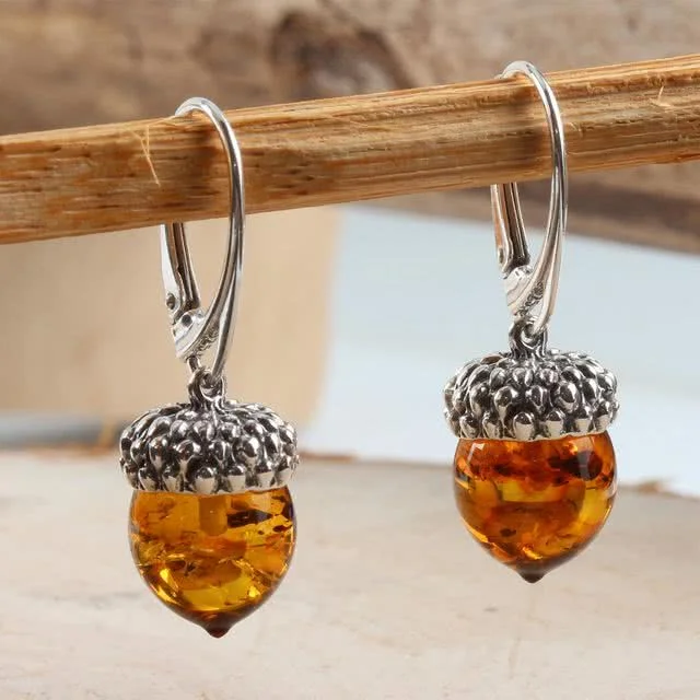 Baltic Amber Acorn Earrings