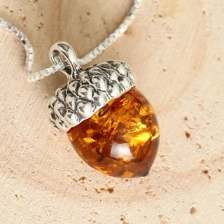 Honey Baltic Amber Acorn Pendant