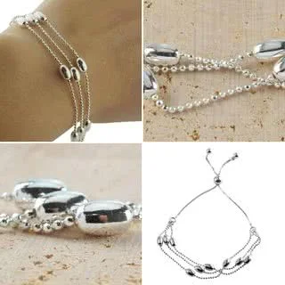 Triple Strand Sterling Silver Bead Bracelet