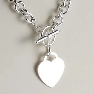 Personalised Heart Tag Silver Necklace - Engraving available