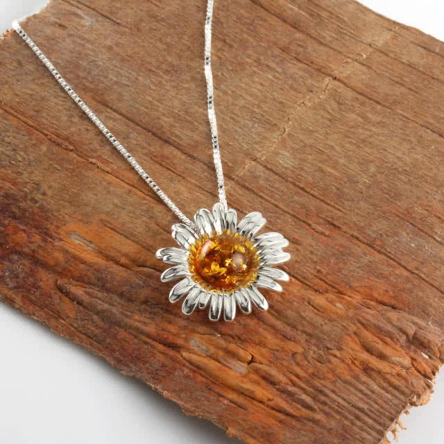 Sterling Silver Sunflower Pendant