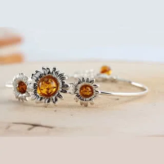 Sunflower Sterling Silver Bangle