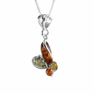 Honey Lemon Green and Cognac Baltic Amber Butterfly Pendant