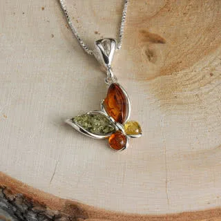 Sterling Silver Baltic Amber Butterfly Jewellery