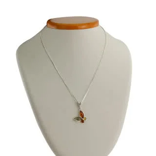 Sterling Silver Baltic Amber Butterfly with Box Chain