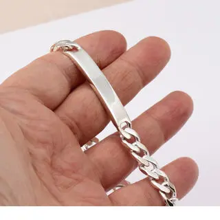 Heavy Men's Solid 925 Sterling Silver Identity Bracelet