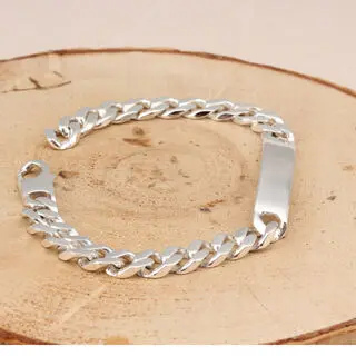 Men's Solid 925 Sterling Silver ID Bracelet