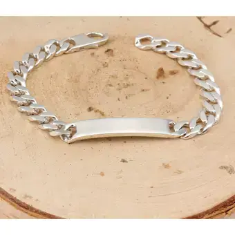 9mm Wide Solid 925 Sterling Silver Identity Bracelet