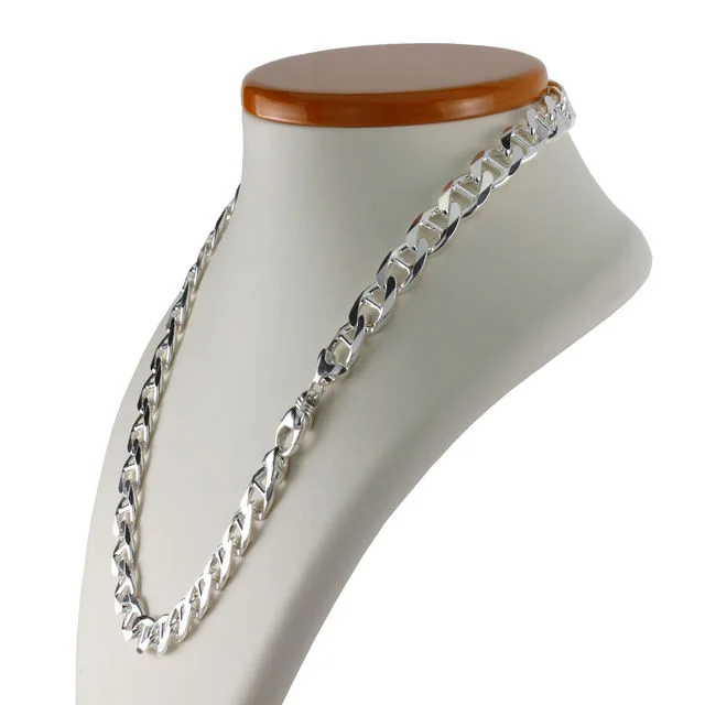 Men's Chunky 925 Sterling Silver Anchor Curb Chain