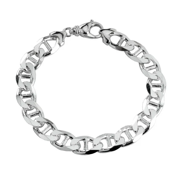 Men's Chunky Sterling Silver Anchor Curb Bracelet