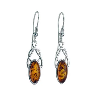 Honey Baltic Amber Celtic Drop Earrings