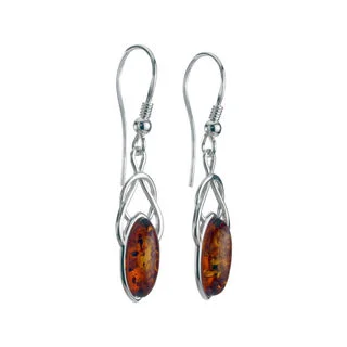 Sterling Silver Celtic Knot Baltic Amber Earrings