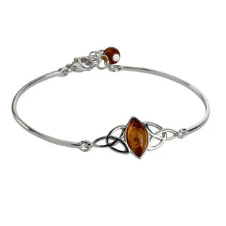 Honey Baltic Amber Celtic Sterling Silver Bangle