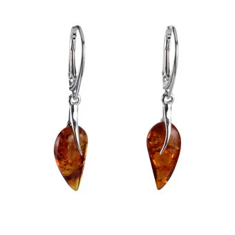 Honey Baltic Amber Leaf Drop Earrings