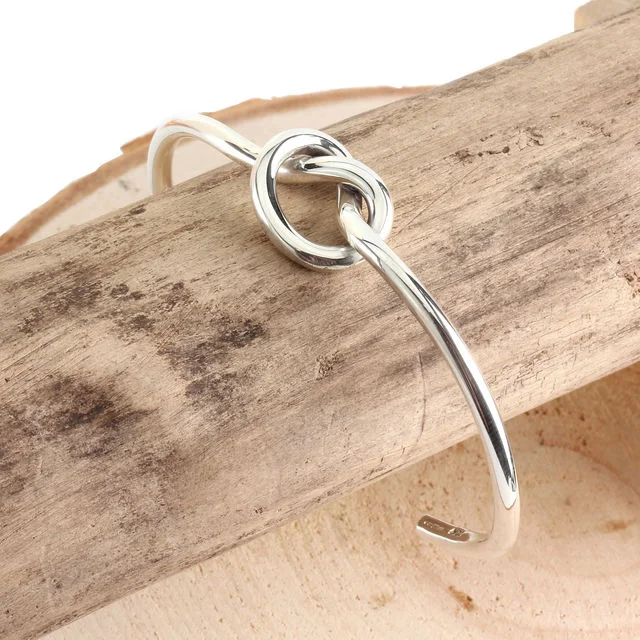 Open Cuff Knot Design Sterling Silver Bangle