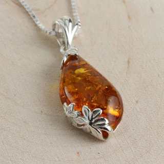 Sterling Silver Honey Baltic Amber Pendant