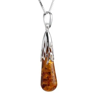 Cascading Sterling Silver Baltic Amber Pendant