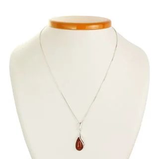 Sterling Silver Pear Drop Baltic Amber Pendant 