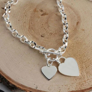 Toggle Double Heart Sterling Silver Necklace