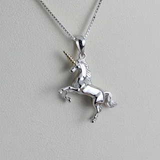 Unicorn Sterling Silver Pendant With Gold Plated Horn