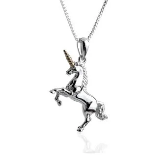 Sterling Silver Unicorn Pendant Gold Plated Horn