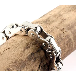 Rhodium Plated Sterling Silver Chunky Bike Chain Bracelet