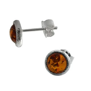 Round Baltic Amber Studs