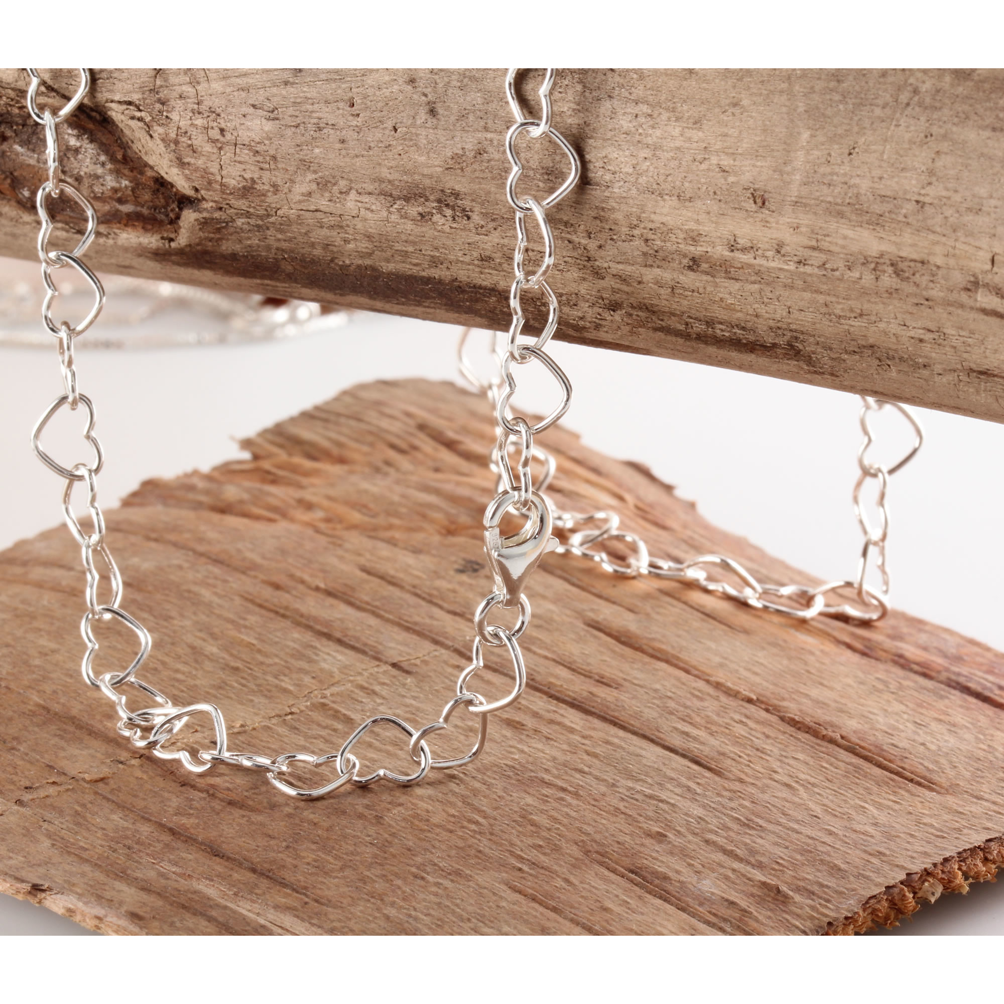 Mini Heart Link Sterling Silver Chain 