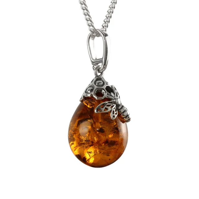 Sterling Silver Honey Bee on Baltic Amber