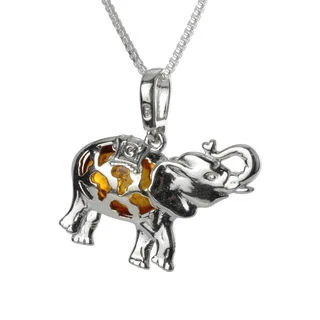 Baltic Amber African Elephant Pendant