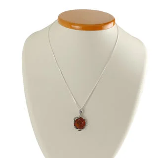 Baltic Amber Rose Pendant with Chain