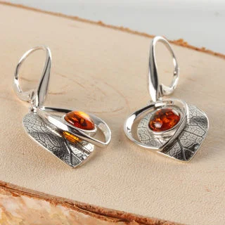 Baltic Amber Leaf Earrings