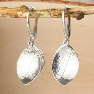 Reverse of Sterling Silver Leaf Earrings