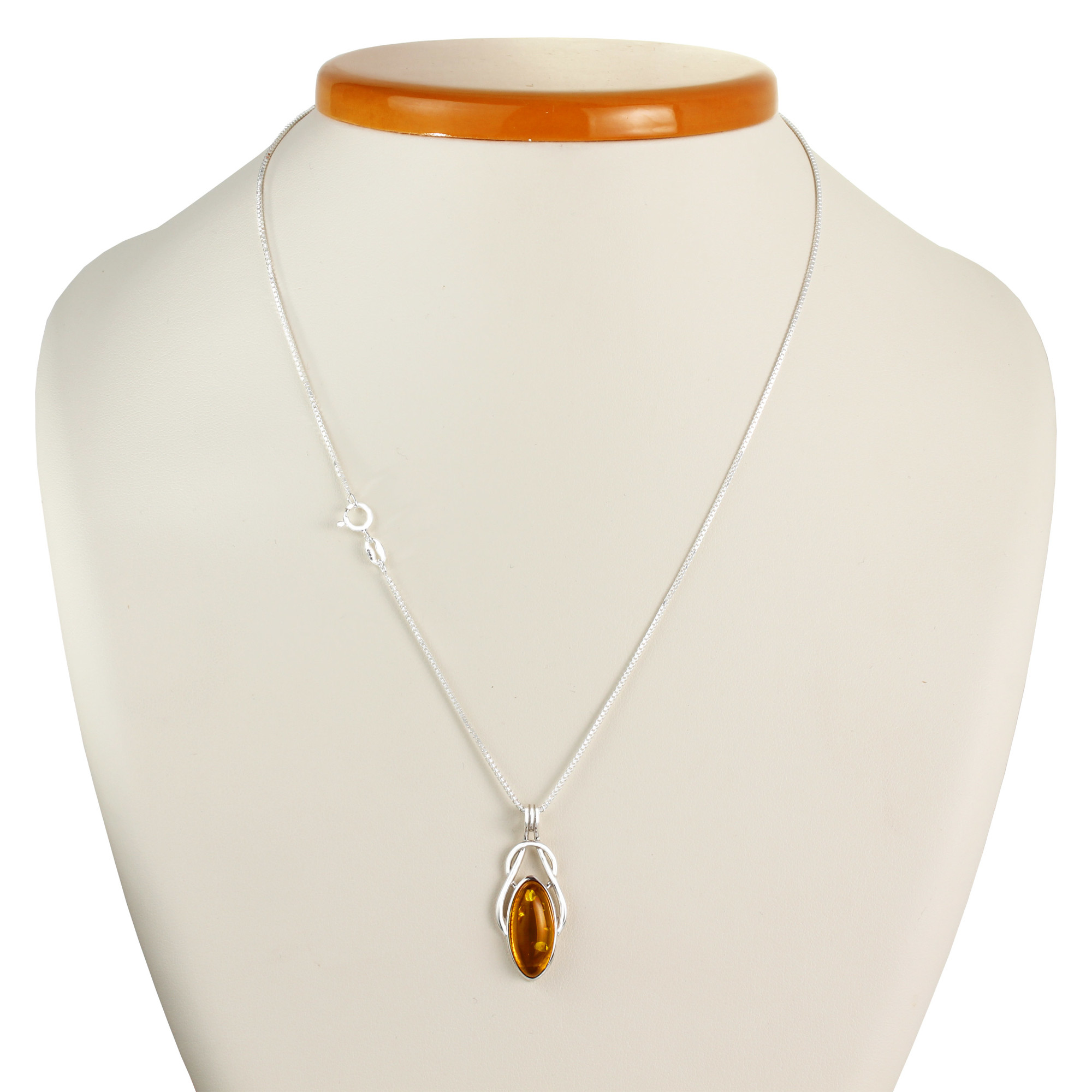 Sterling Silver Amber Celtic Knot Round Ring