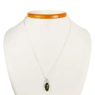 Sterling Silver green Baltic Amber Pendant