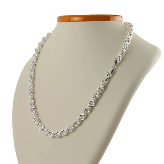 Unisex Solid Sterling Silver Thick Rope Chain