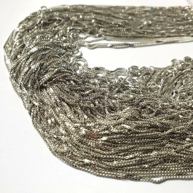 Rhodium Plated Box Chain For Pendants