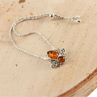 Sterling Silver Honey Bee Adjustable Slider Bracelet