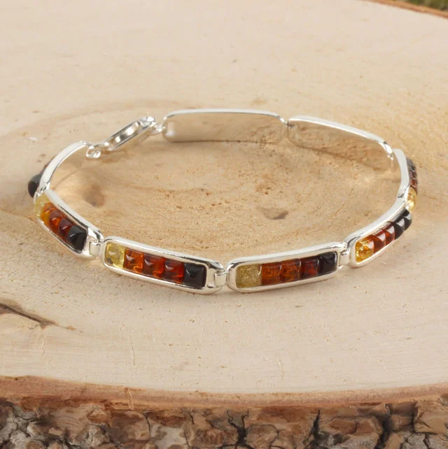 Graduated Multicoloured Baltic Amber Bracelet