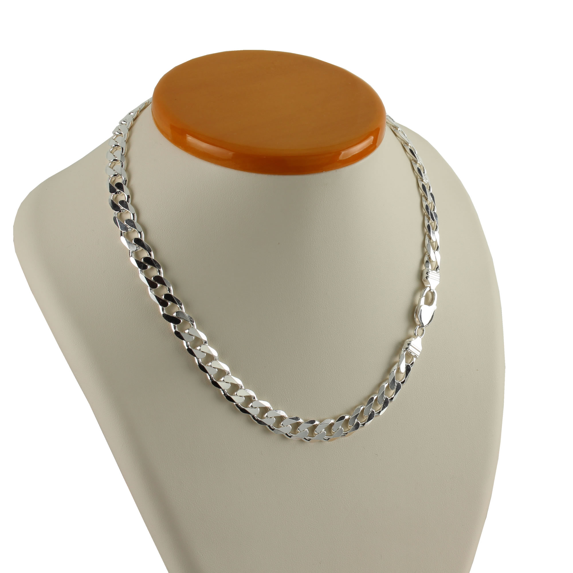 Solid Sterling Silver 9mm Curb Necklace 