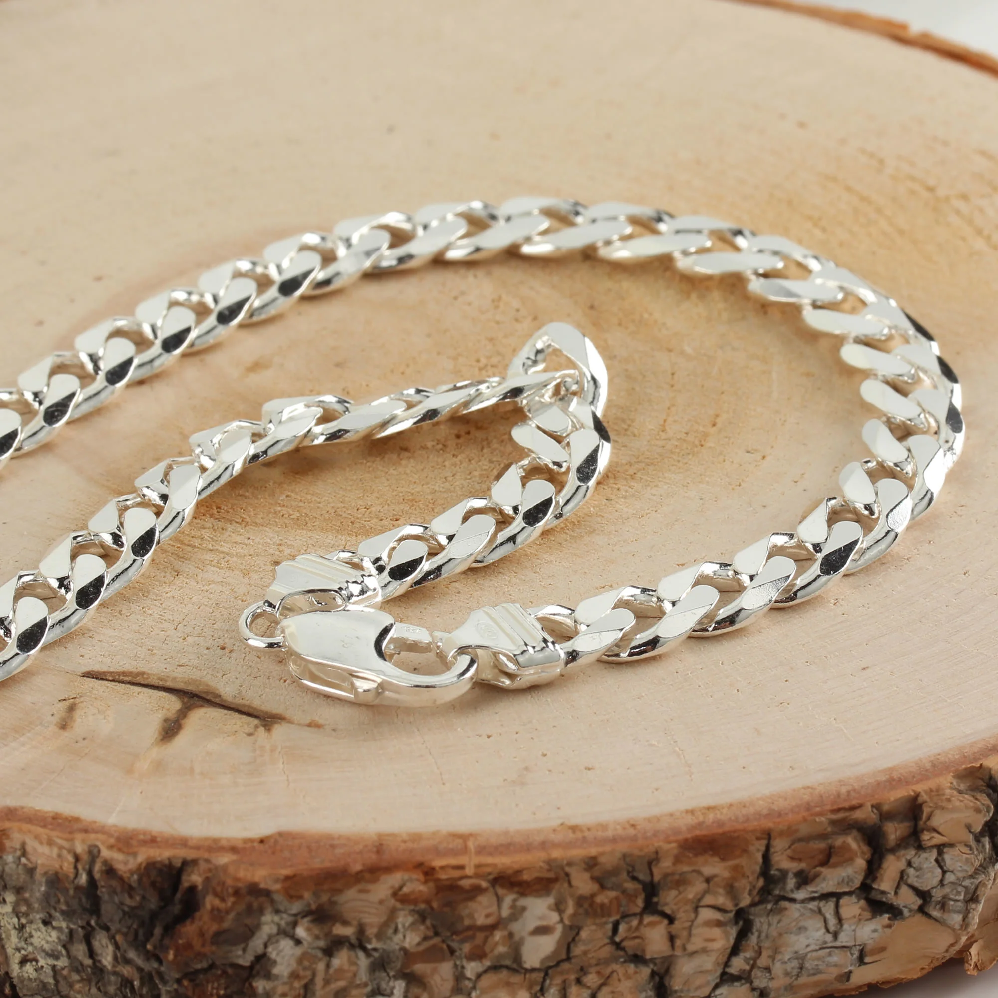 9mm Men s Solid Sterling Silver Curb Chain