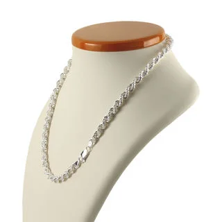 Sterling Silver Ladies Hollow Rope Chain Necklace
